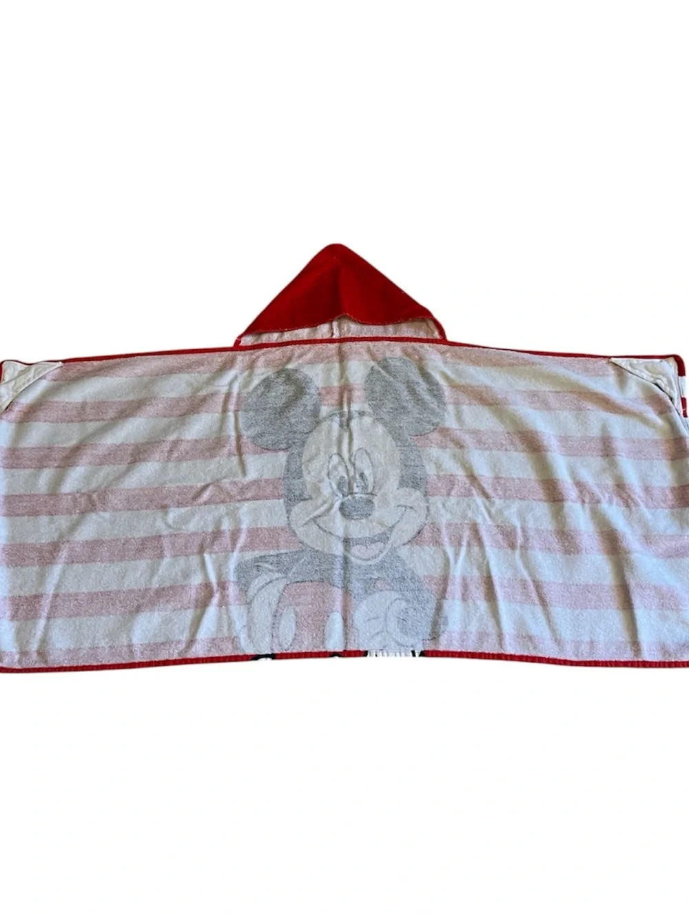 Disney Mickey Mouse Kids Cotton Hooded Towel Wrap Striped - Red/White Stripes